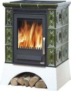 Кафельная печь-камин ABX Helvetia K (белый цоколь)